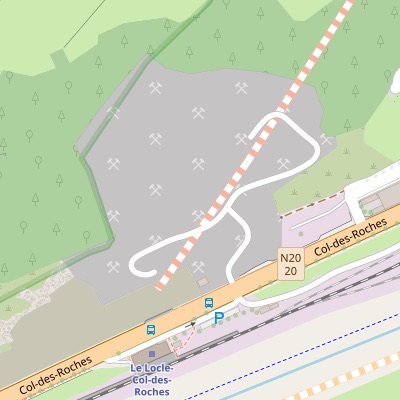 Extrait de carte du chantier N20, avec le point de prise de vue et sa direction